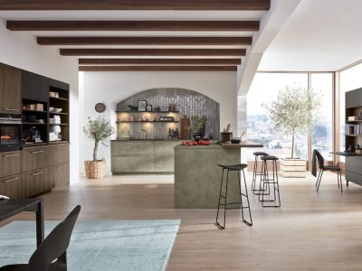 Ballerina keukens: Groene keuken met houtaccenten